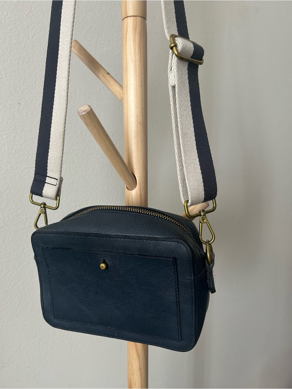 Women’s Navy Crossbody Bag with Contrast Strap